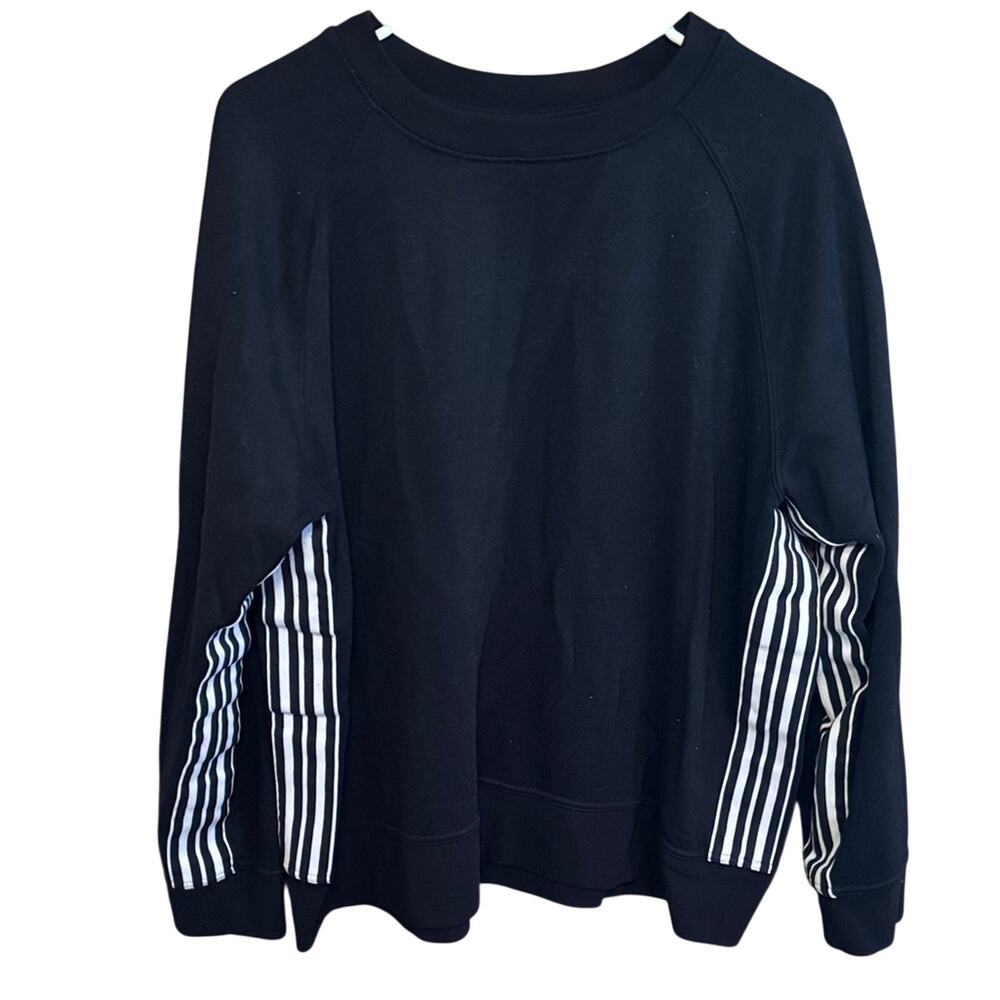 Avia Black Pullover Sweatshirt with Striped Side Panels Women’s XXL